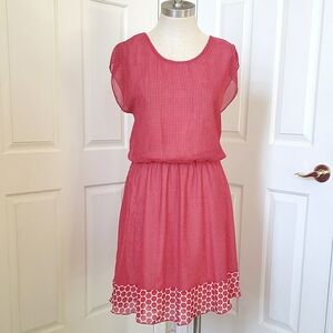 Vintage TACERA Red Cream Polka Dot Dress Flowy Fit and Flare